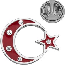 925 Ayar Gümüş Ay Yıldız Rozet