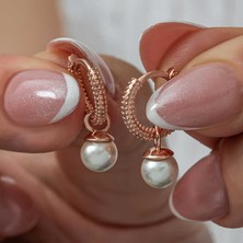Gümüş Rose Inci Kadın Küpe