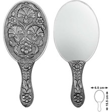 925 Ayar Gümüş Karanfil Motifli El Aynası