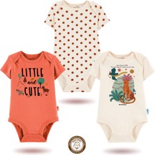 Mahfel 3'lü Kısa Kollu Premium %100 Pamuklu  Çıtçıtlı Bebek Body Zıbın 751-134