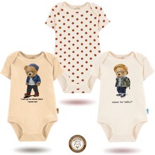 Mahfel 3'lü Kısa Kollupremium %100 Pamuklu  Çıtçıtlı Bebek Body Zıbın 843-829