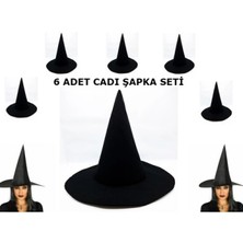 Marsilyan Siyah Cadı Şapkası Keçe Yetişkin Boy 6 Adet