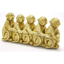 Polyester 5 Maymun Biblo Dekoratif Hediyelik