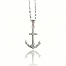 Ashak Accessories Kadın 925 Ayar Gümüş Zincirli Gemi Çapa Deniz Çapası Kolye