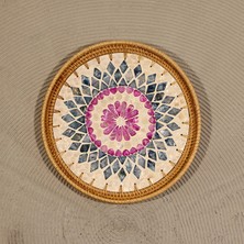 Renesse Home Kampala El Yapımı Rattan Tepsi 30 cm – Doğal Hasır Sunum Tepsisi, Bohem Dekoratif Servis Tepsisi