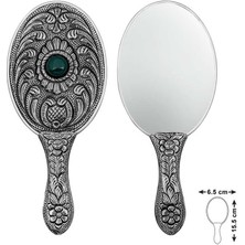 Gümüş Akik Taşlı El Aynası