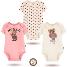 Mahfel 3'lü Kısa Kollu  %100 Pamuklu Kız Bebek  Çıtçıtlı Bebek Body Zıbın 783-784