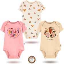 Mahfel 3'lü Kısa Kollu  %100 Pamuklu Kız Bebek  Çıtçıtlı Bebek Body Zıbın 768-515