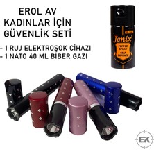 Erol Av Kadınlar Için Savunma Seti - Jenix 40ML Biber Gazı & Ruj Tipi Şarjlı Şok