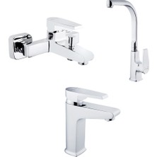 Siyam Plaza Lavabo, Banyo, Eviye Bataryası Seti Krom