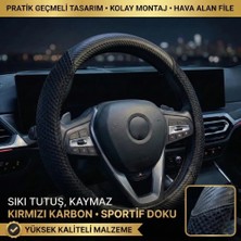 Valente Lusso Geçmeli Direksiyon Kılıfı Stealth Serisi Karbon Detaylı - 3D Hava Kanallı & Sportif Kavrama (38-40CM)