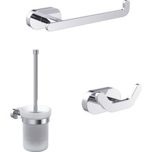 Line Bathroom Venüs Tuvalet Kağıtlığı, Askılık ve Tuvalet Fırçası Set, Krom