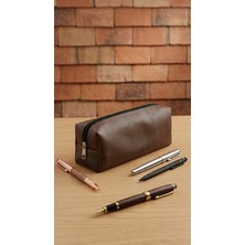 İvaLife Iva Kalemlik Kahverengi Suni Deri Kalemlik El Yapımı Kalemlik Tek Gözlü Kalem Kutusu