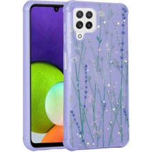 Samsung Galaxy A22 4g Uyumlu Kılıf Simli Desenli Kamera Korumalı Parlak Zore Popy Kapak