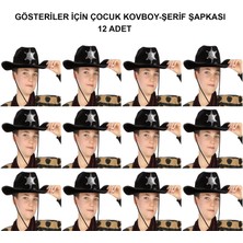 Kovboy Şerif Şapkası Siyah 12 Adet - Kostüm, Parti ve Gösteri Şapkası