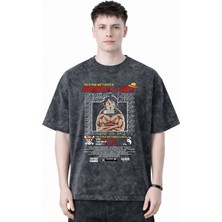 Sevbano Tasarım Monkey D. Luffy One Piece Anime Baskılı Unisex Oversize Eskitme Yıkamalı Tişört