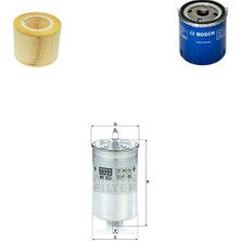 Bosch Filtre Bakım Seti Saab 9-5 2.0 2.3 Benzinli 1997-2006 Hava + Yağ F. + Yakıt Filtre Mann