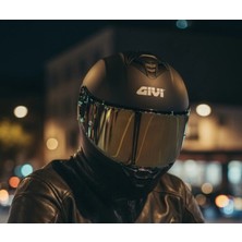 Givi 50.x Mat Siyah Kapalı Motosiklet Kaskı Spectra Gold Camlı