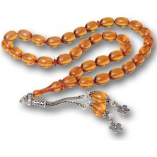 Gümüş Püsküllü Ateş Kehribar Tesbih