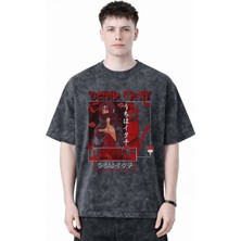 Sevbano Tasarım Uchiha Itachi Naruto Anime Baskılı Unisex Oversize Eskitme Yıkamalı Tişört