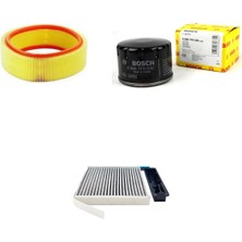 Bosch Filtre Bakım Seti Dacia Logan 1.4 75 Beygir Benzinli 2004-2011 Hava + Yağ F. + Polen Filtre Filtron