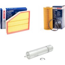 Bosch Filtre Bakım Seti Bmw 5 Serisi E60 520 D Dizel 2008-2010 M47D20(204D4) Motor Hava + Yağ F. + Yakıt Filtre Bosch