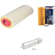 Bosch Filtre Bakım Seti Bmw 5 Serisi E60 520 D Dizel 2005-2007 M47D20(204D4) Motor Hava + Yağ F. + Yakıt Filtre Bosch