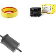 Bosch Filtre Bakım Seti Renault Clio Iı 1.4 Benzinli 1998-2004 Yuvarlak Filtre Hava + Yağ F. + Yakıt Filtre Bosch