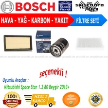 Bosch Filtre Bakım Seti Mitsubishi Space Star 1.2 80 Beygir 2013+ Hava + Yağ F. + Polen Filtre Bosch