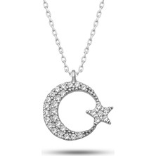 Gümüş Ay Yıldız Kadın Kolye