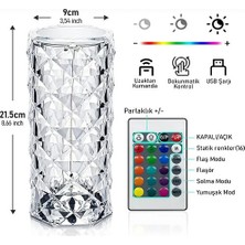 Kristal Elmas LED Dokunmatik Şarjlı Kumandalı Masa Lambası Rgb