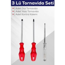 3'lü Tornavida Seti (Düz Tornavida + Yıldız Tornavida + Kontrol Kalemi)