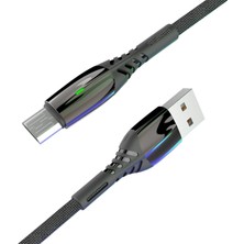 Hnrlishp Konfulon S91 Ledli Micro USB Kablo 1m 2.4A - Siyah