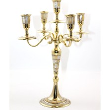 Pirinç Sedefli 5'li Şamdan