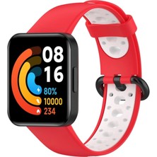 Eco Port Xiaomi Redmi Watch 2 Spor Delikli Kordon (Saat Değildir) - Kırmızı-Beyaz