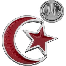925 Ayar Gümüş Ay Yıldız Rozet