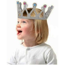 Zero Land Hnrlishp Gümüş Renk Çocuk ve Yetişkin Uyumlu Kraliçe Tacı Prenses Tacı 8X25 cm