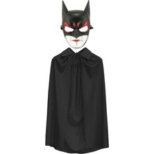 Zero Land Hnrlishp Batman Maskesi Cat Woman ve Batman Pelerini 90 cm Siyah Renk Set