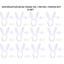 Zero Land Hnrlishp Beyaz Tşan Kostüm Seti – Taç, Papyon, Kuyruk (12’li Paket)
