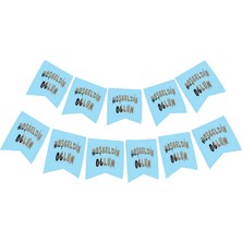 Zero Land Hnrlishp Hoşgeldin Oğlum Yazılı Mi Üzeri Gümüş Yeni Doğan Bebek Doğum Süsü Afiş Bayrak Flama 2.2 Metre