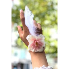 Zero Land Hnrlishp Bride To Be Nedime Gelin Bilekliği Tüy ve Inci Boncuk Detaylı Somon Renkli Bekarlığa Veda Partisi Bilekliği 10 Adet