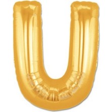 Derin Stok Altın Sarısı Folyo U Harfi Balon 1 Metre