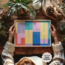 Persona Istanbul "geometric Push" - Modern Renk Bloğu Tipografi Posteri (Çerçevesiz)