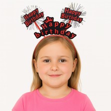 Derin Stok Kırmızı Renk Işıltılı Yazılı Doğum Günü Parti Tacı