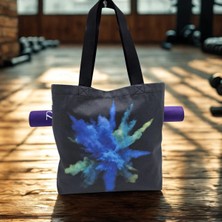 Essendo Kanvas Çanta -Pilates ve Yoga Çantası- Siyah Mavi