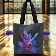 Essendo Kanvas Çanta -Pilates ve Yoga Çantası- Siyah Lila