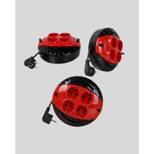 Maarketim Kırmızı Renk 3 Metre 4’lü Kablolu Priz Makarası