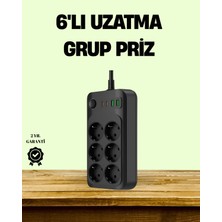 Maarketim 2500W Güçlü 6’lı Priz USB ve Type-C Çıkışlı Termal Korumalı
