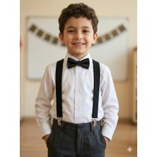Şimo Butik  Çocuk 23 Nisan Ayarlanabilir Askı Papyon Takımı 1-10 Yaş Siyah