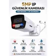 IDS 5mp Ip Kamera Network Güvenlik Kamerası - H.265+ - Onvife - Poe - Dahili Sesli - Çakar LED